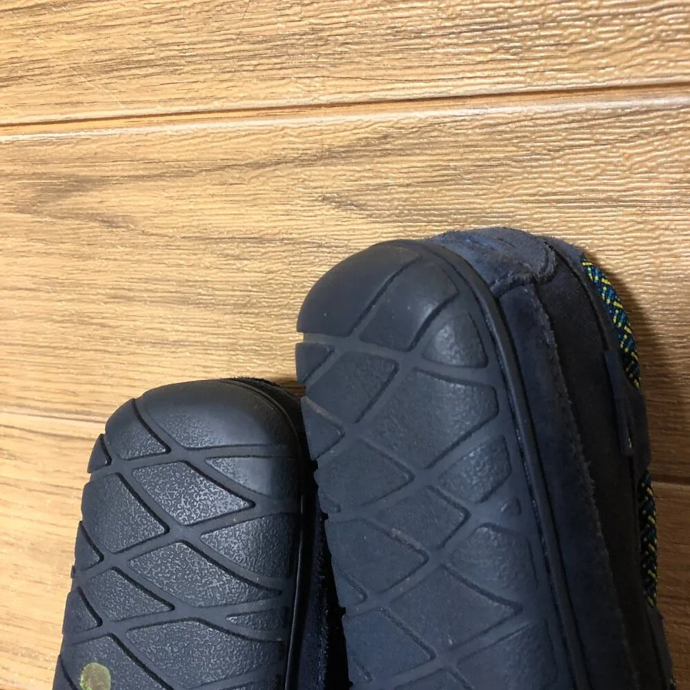 LL Bean boy blue suede leather slippers with sheepskin insoles, Assumed size 5